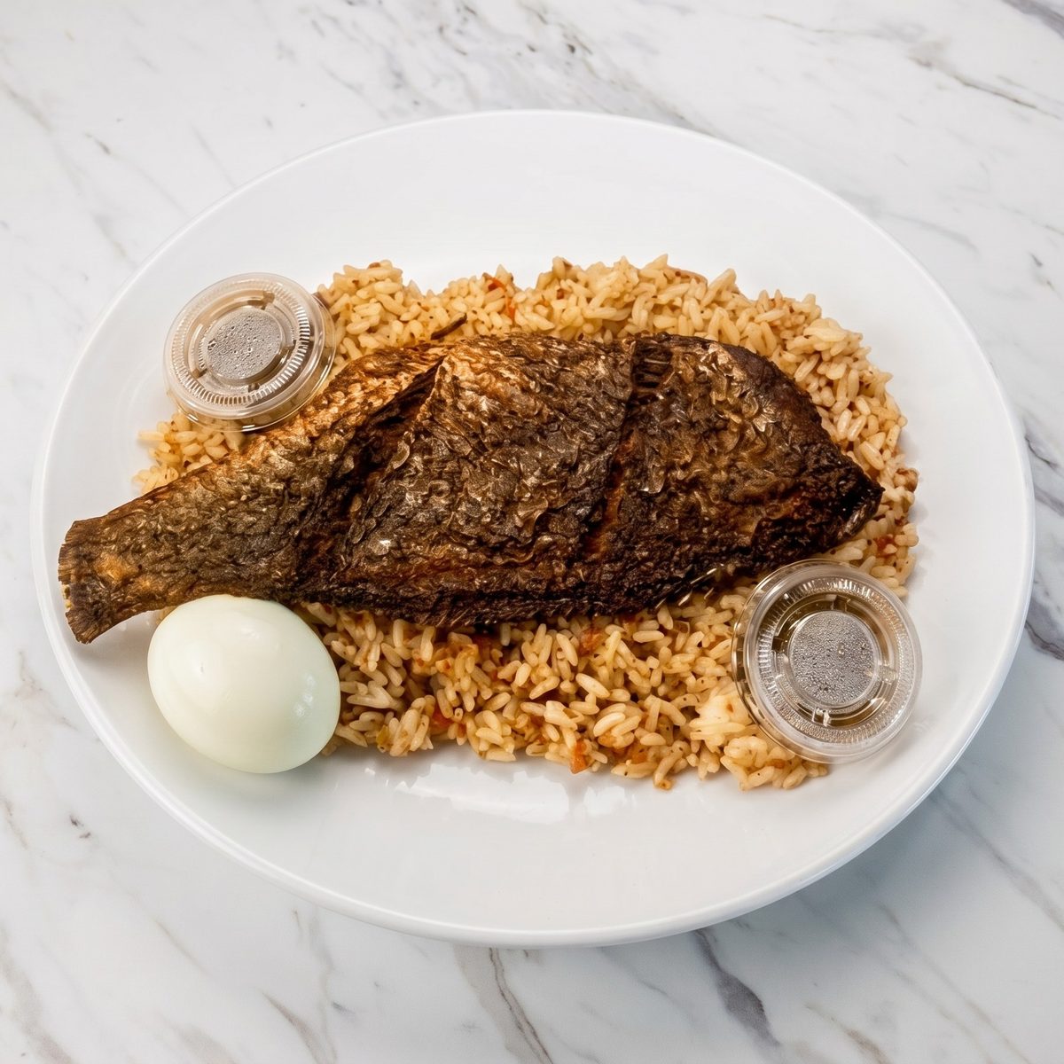 Fried Croaker with Corned Beef Rice